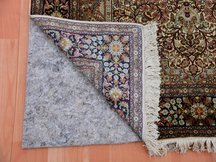 4'1" x 6'1" New Hand Knotted Brown Silk Rectangle Oriental Rug - MOA10275437
