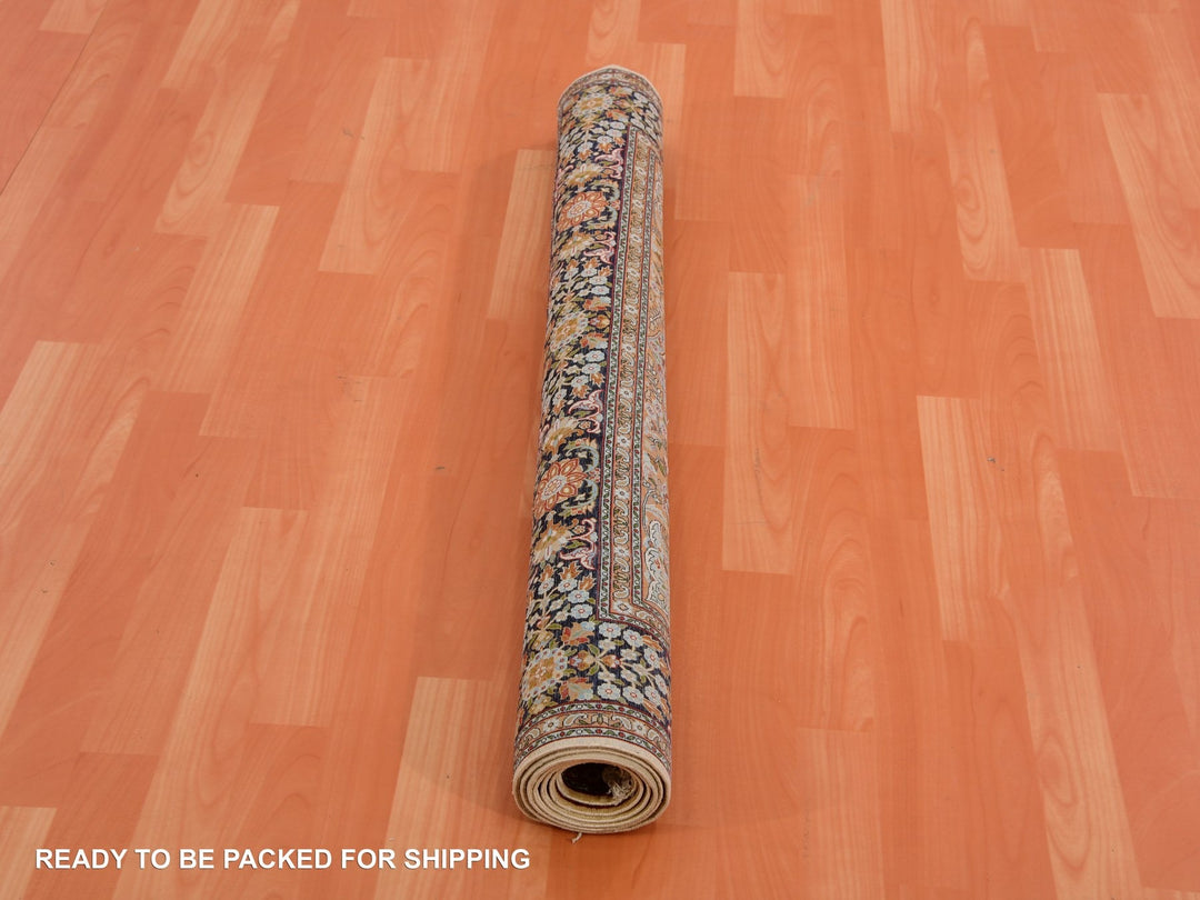 4'1" x 6'1" New Hand Knotted Brown Silk Rectangle Oriental Rug - MOA10275437