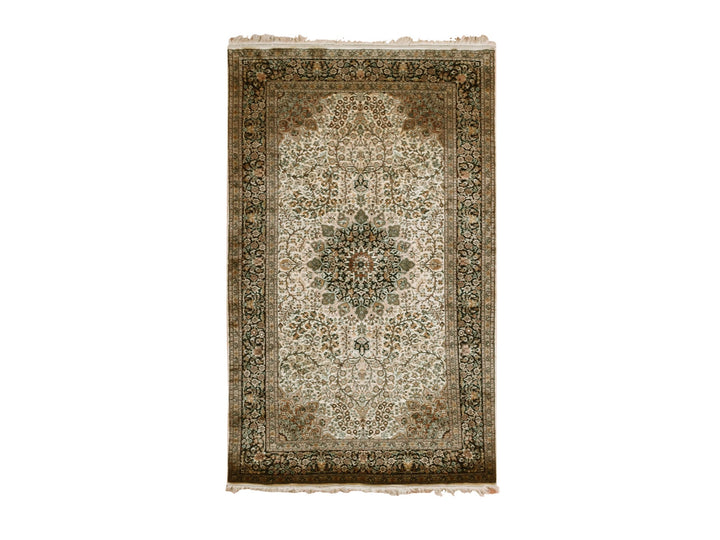 2'11" x 5'5" New Hand Knotted Ivory Silk Rectangle Oriental Rug - MOA10275438