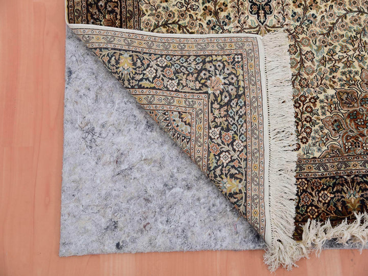 2'11" x 5'5" New Hand Knotted Ivory Silk Rectangle Oriental Rug - MOA10275438