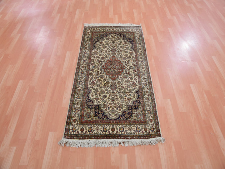 2'11" x 5'0" New Hand Knotted Ivory Silk Rectangle Oriental Rug - MOA10275439