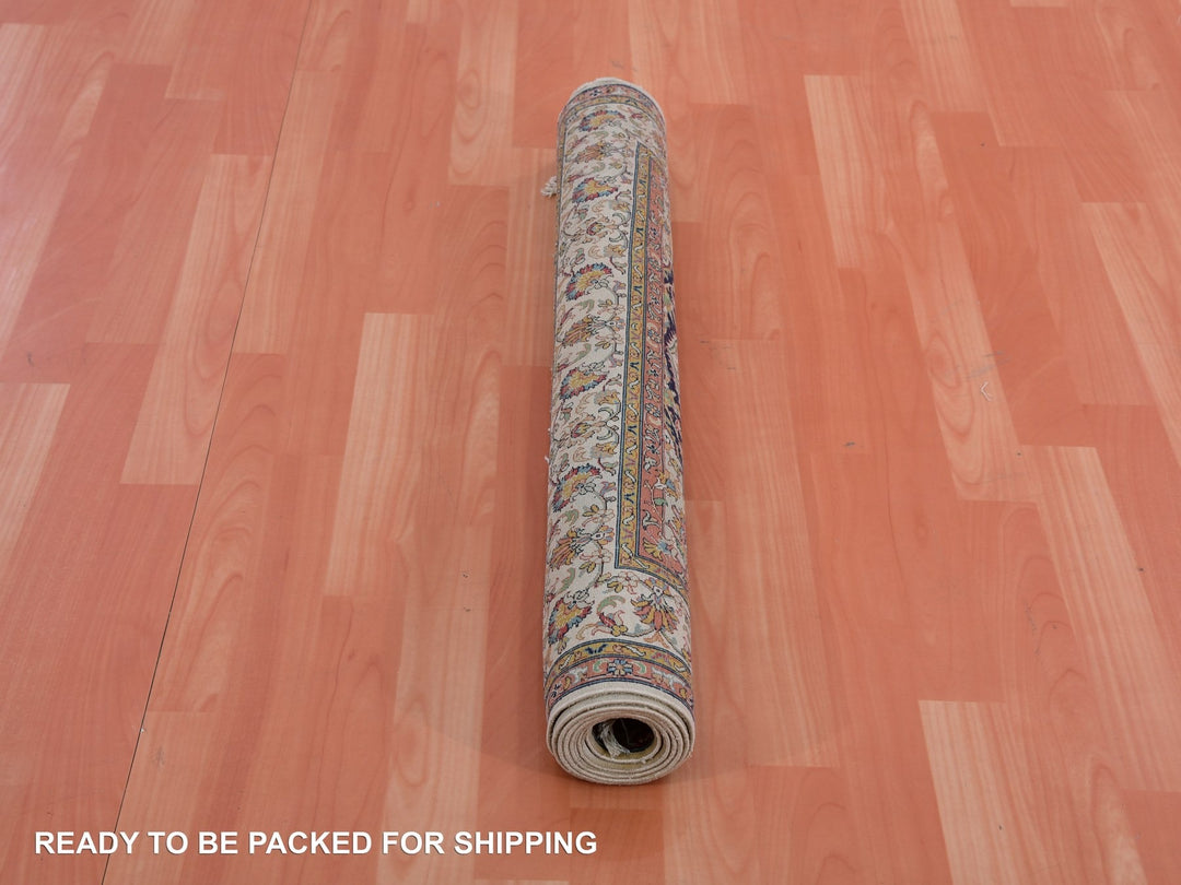 2'11" x 5'0" New Hand Knotted Ivory Silk Rectangle Oriental Rug - MOA10275439