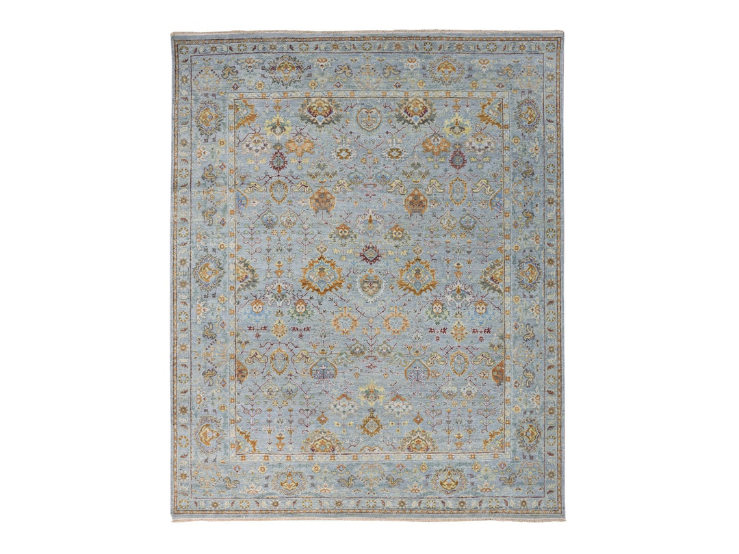 8'0" x 10'0" New Hand Knotted Grey Wool Rectangle Oriental Rug - MOA10275448