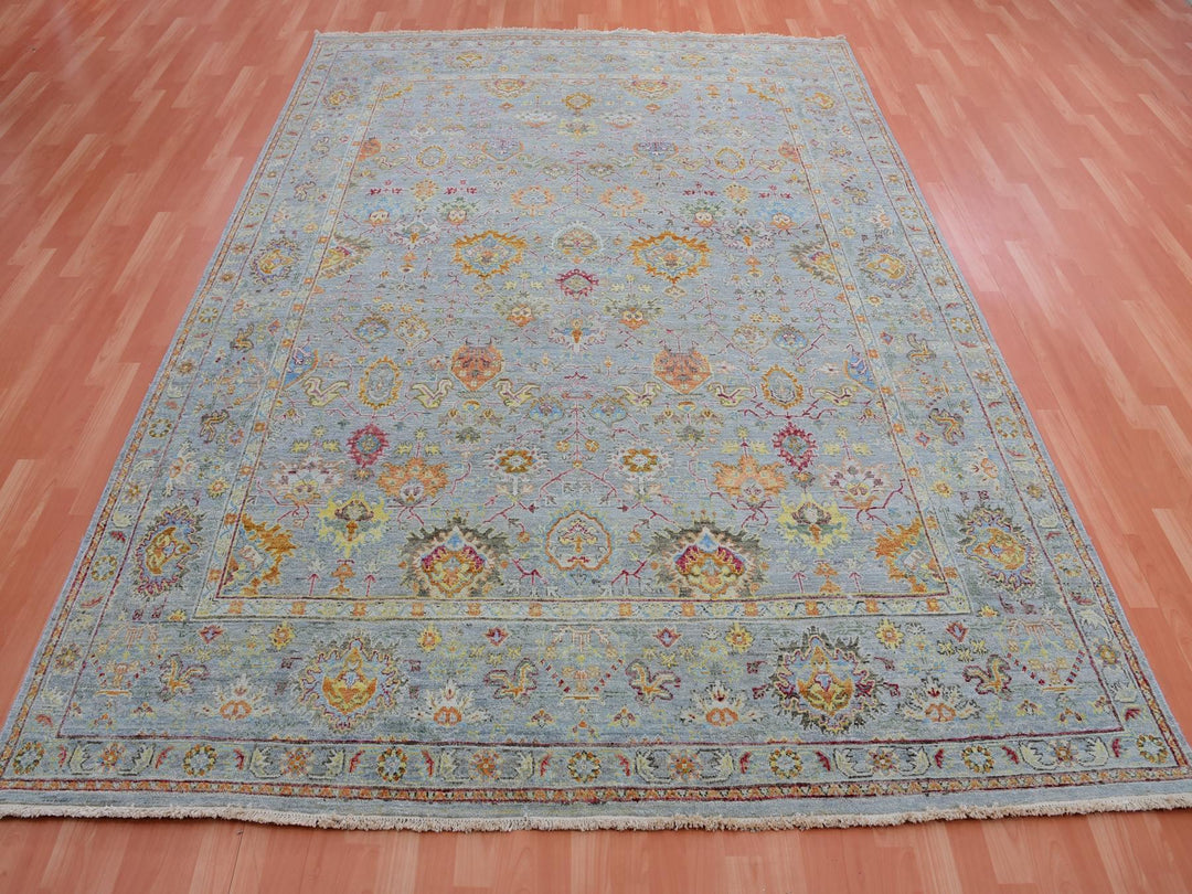 8'0" x 10'0" New Hand Knotted Grey Wool Rectangle Oriental Rug - MOA10275448