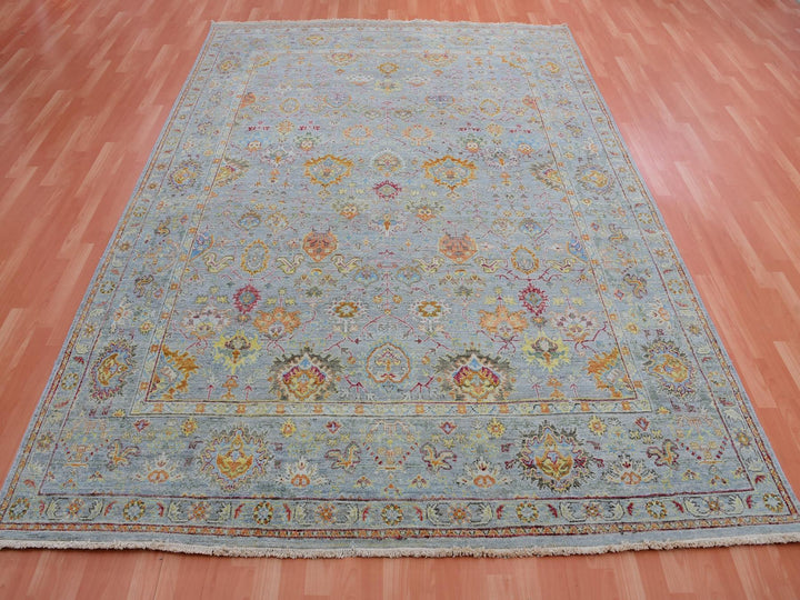8'0" x 10'0" New Hand Knotted Grey Wool Rectangle Oriental Rug - MOA10275448