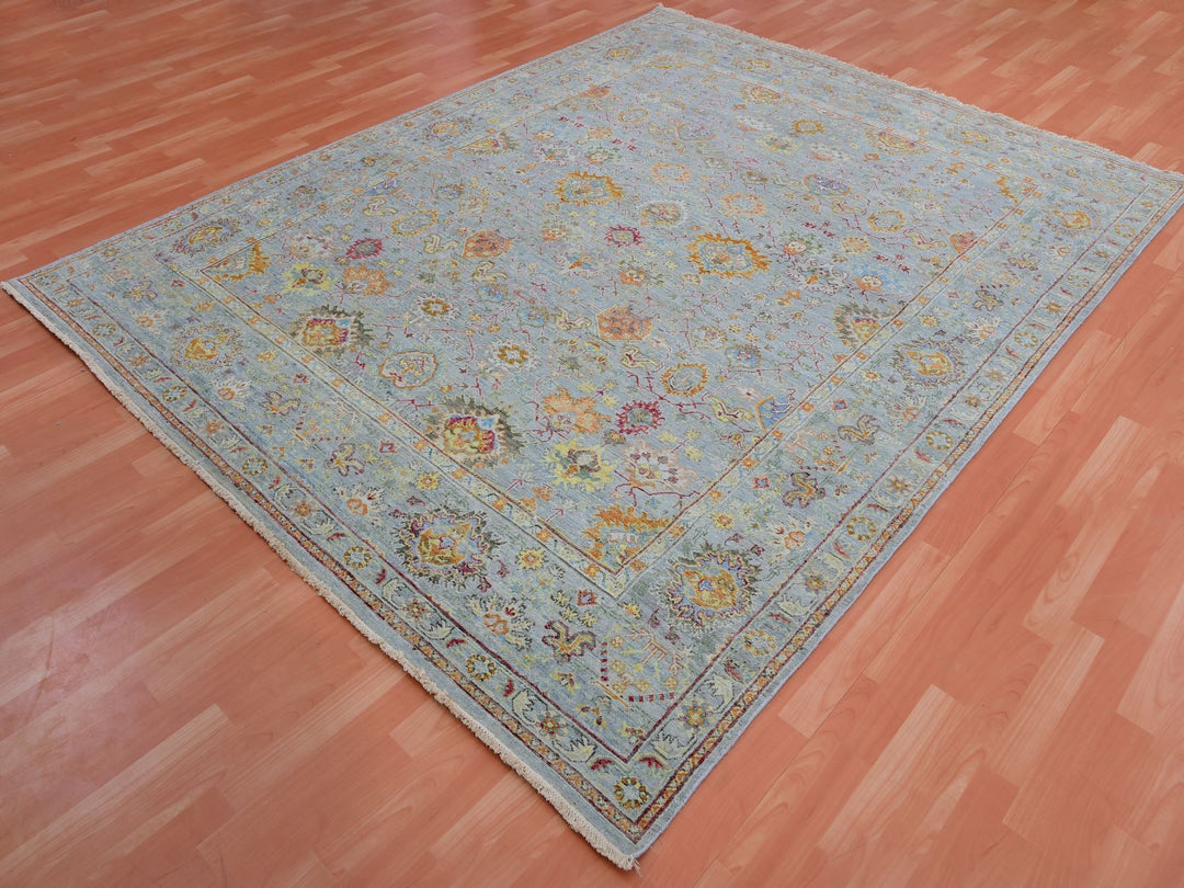 8'0" x 10'0" New Hand Knotted Grey Wool Rectangle Oriental Rug - MOA10275448