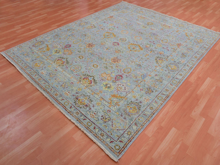 8'0" x 10'0" New Hand Knotted Grey Wool Rectangle Oriental Rug - MOA10275448