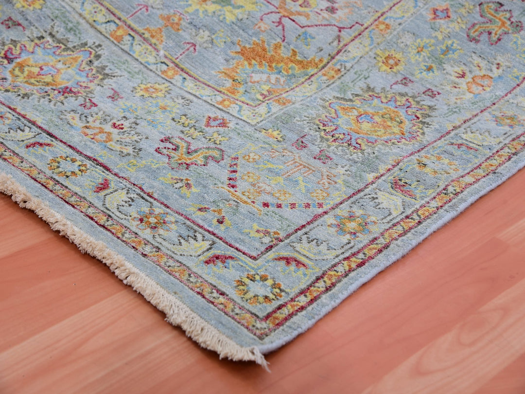 8'0" x 10'0" New Hand Knotted Grey Wool Rectangle Oriental Rug - MOA10275448