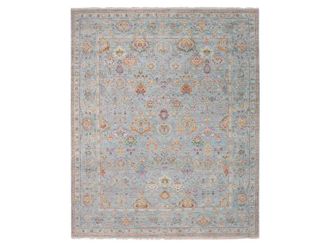 8'0" x 10'0" New Hand Knotted Grey Wool Rectangle Oriental Rug - MOA10275451