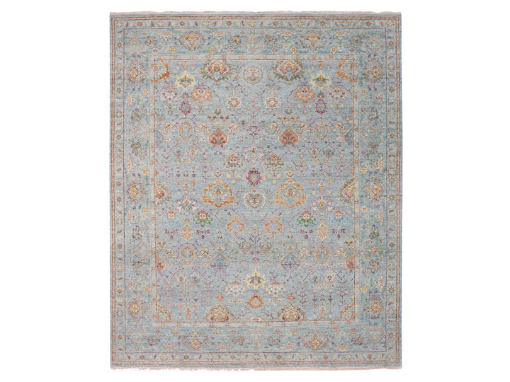 8'0" x 10'0" New Hand Knotted Grey Wool Rectangle Oriental Rug - MOA10275451