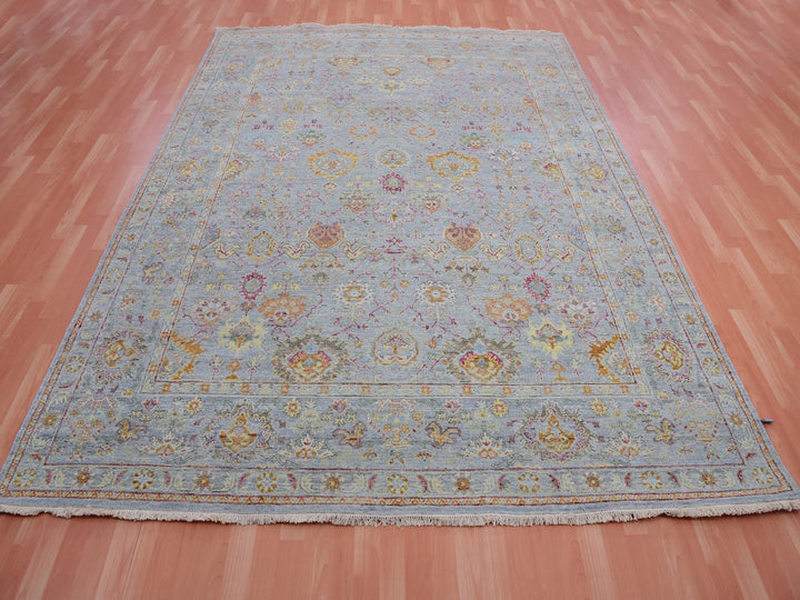 8'0" x 10'0" New Hand Knotted Grey Wool Rectangle Oriental Rug - MOA10275451