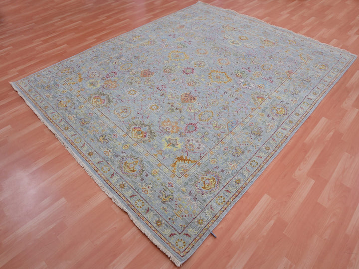 8'0" x 10'0" New Hand Knotted Grey Wool Rectangle Oriental Rug - MOA10275451
