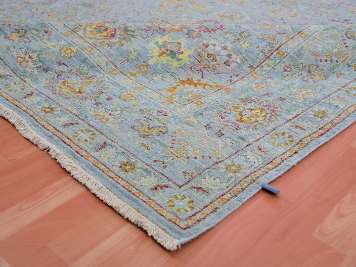 8'0" x 10'0" New Hand Knotted Grey Wool Rectangle Oriental Rug - MOA10275451
