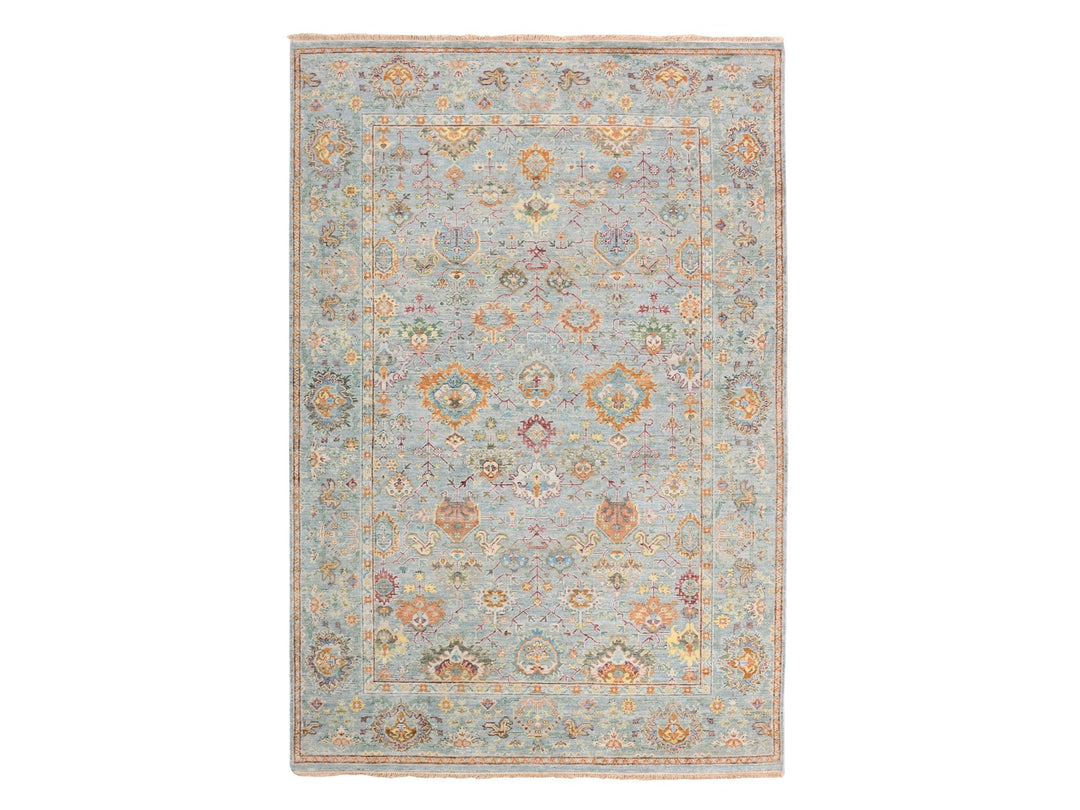 6'0" x 8'10" New Hand Knotted Grey Wool Rectangle Oriental Rug - MOA10275454