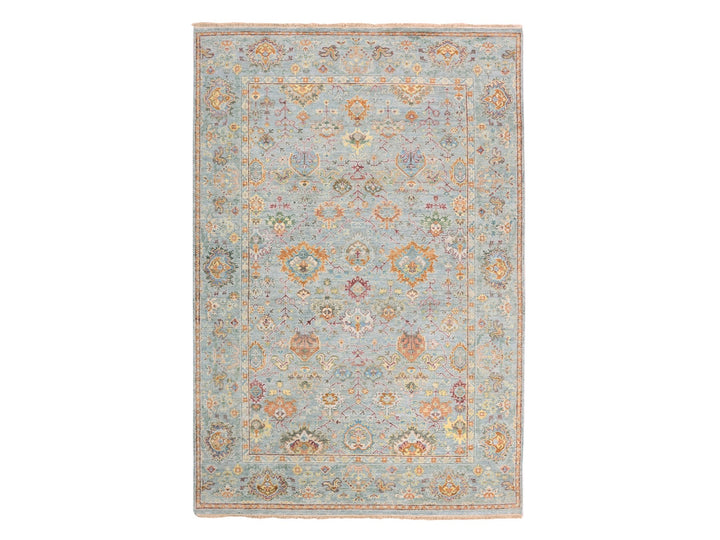 6'0" x 8'10" New Hand Knotted Grey Wool Rectangle Oriental Rug - MOA10275454