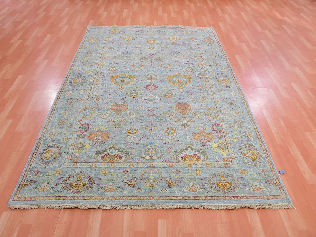 6'0" x 8'10" New Hand Knotted Grey Wool Rectangle Oriental Rug - MOA10275454