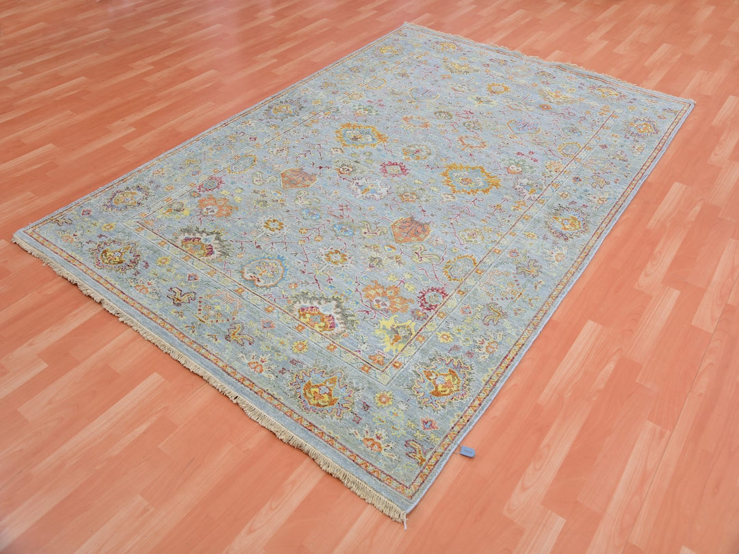 6'0" x 8'10" New Hand Knotted Grey Wool Rectangle Oriental Rug - MOA10275454
