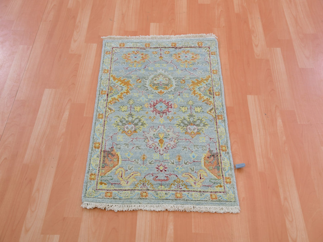 2'0" x 3'0" New Hand Knotted Grey Wool Rectangle Oriental Rug - MOA10275458