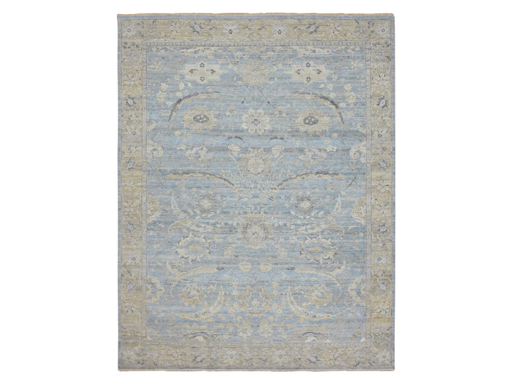 9'1" x 11'6" New Hand Knotted Blue Wool Rectangle Oriental Rug - MOA10275467