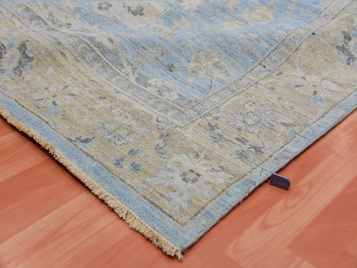9'1" x 11'6" New Hand Knotted Blue Wool Rectangle Oriental Rug - MOA10275467