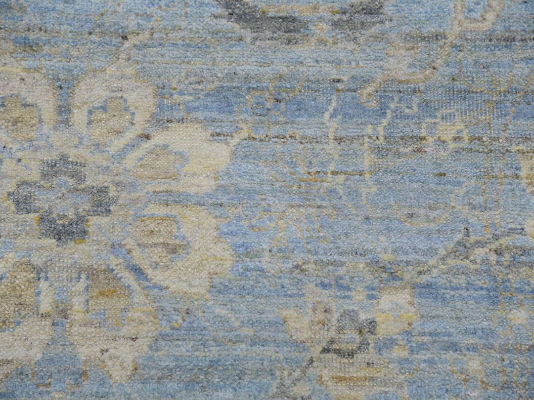 9'1" x 11'6" New Hand Knotted Blue Wool Rectangle Oriental Rug - MOA10275467