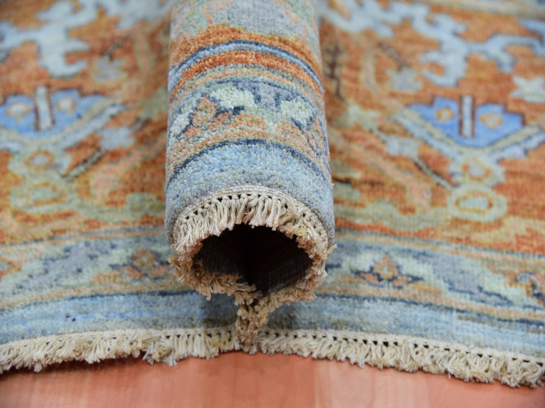 9'0" x 11'10" New Hand Knotted Blue Wool Rectangle Oriental Rug - MOA10275469
