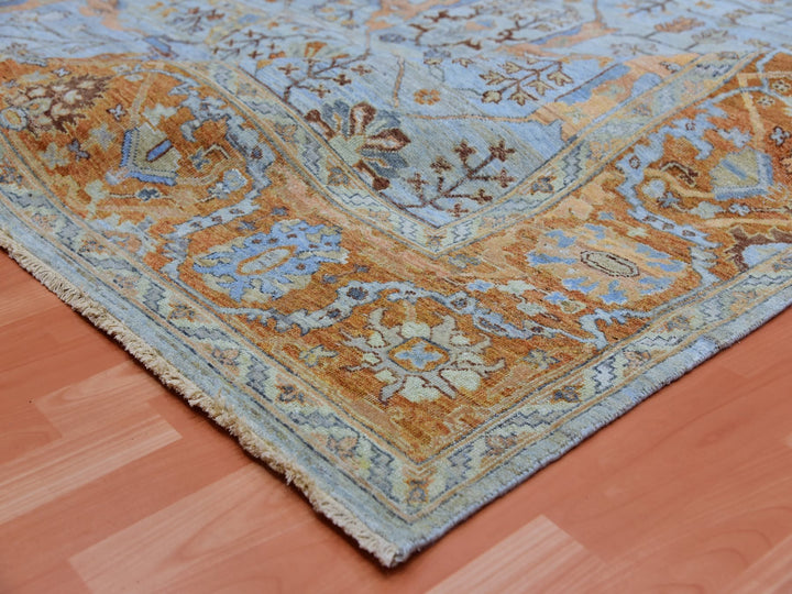 9'0" x 11'10" New Hand Knotted Blue Wool Rectangle Oriental Rug - MOA10275469