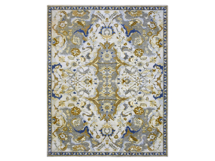 8'1" x 10'2" New Hand Knotted Ivory Wool Rectangle Oriental Rug - MOA10275472