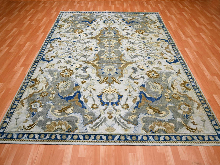 8'1" x 10'2" New Hand Knotted Ivory Wool Rectangle Oriental Rug - MOA10275472