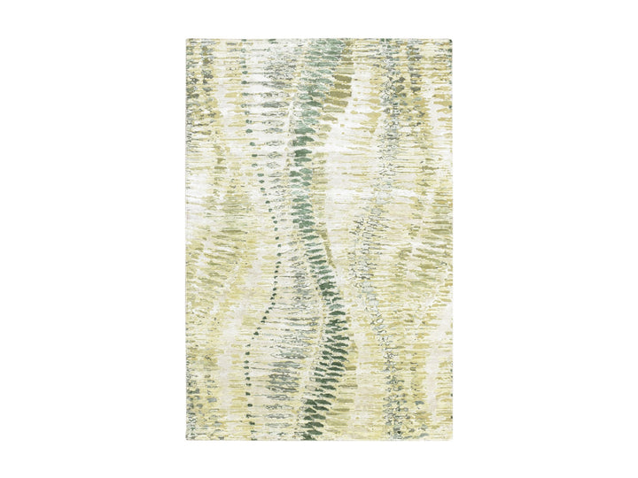 6'1" x 9'3" New Hand Knotted Green Silk Rectangle Oriental Rug - MOA10275476