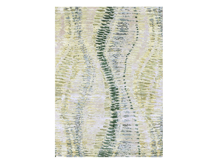 5'1" x 7'3" New Hand Knotted Green Silk Rectangle Oriental Rug - MOA10275477