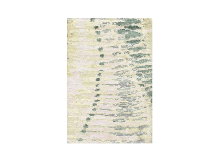 2'1" x 3'0" New Hand Knotted Green Silk Rectangle Oriental Rug - MOA10275481