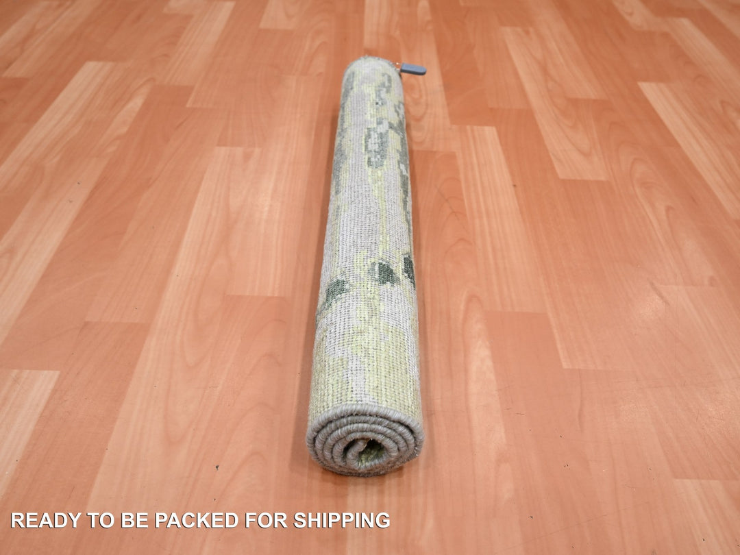 2'1" x 3'0" New Hand Knotted Green Silk Rectangle Oriental Rug - MOA10275481