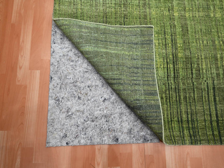 9'0" x 12'3" New Hand Knotted Green Wool Rectangle Oriental Rug - MOA10275482
