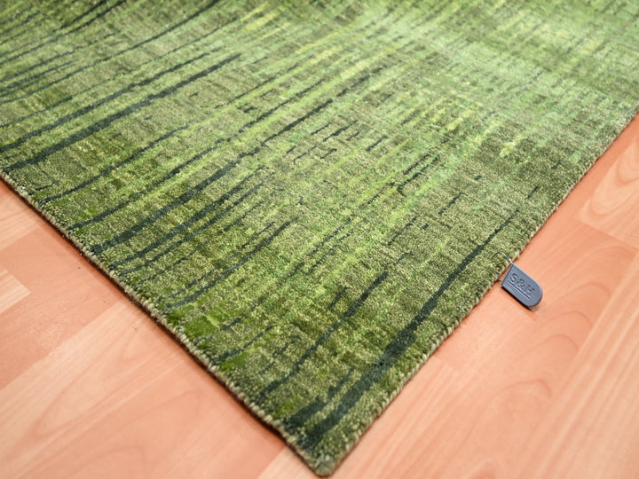 9'0" x 12'3" New Hand Knotted Green Wool Rectangle Oriental Rug - MOA10275482