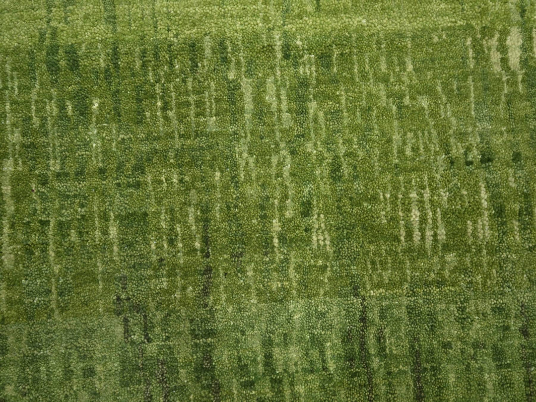 9'0" x 12'3" New Hand Knotted Green Wool Rectangle Oriental Rug - MOA10275482