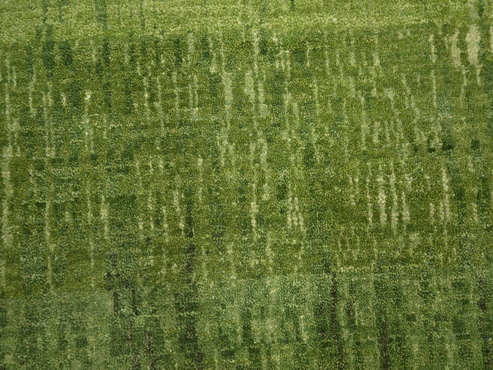 9'0" x 12'3" New Hand Knotted Green Wool Rectangle Oriental Rug - MOA10275482