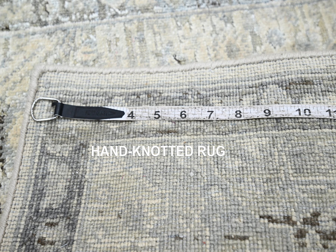 2'1" x 3'0" New Hand Knotted Ivory Wool & Silk Rectangle Oriental Rug - MOA10275483