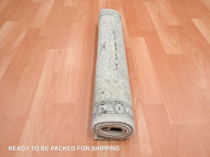 2'1" x 3'0" New Hand Knotted Ivory Wool & Silk Rectangle Oriental Rug - MOA10275484