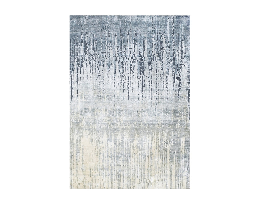 2'1" x 3'0" New Hand Knotted Grey Silk Rectangle Oriental Rug - MOA10275486