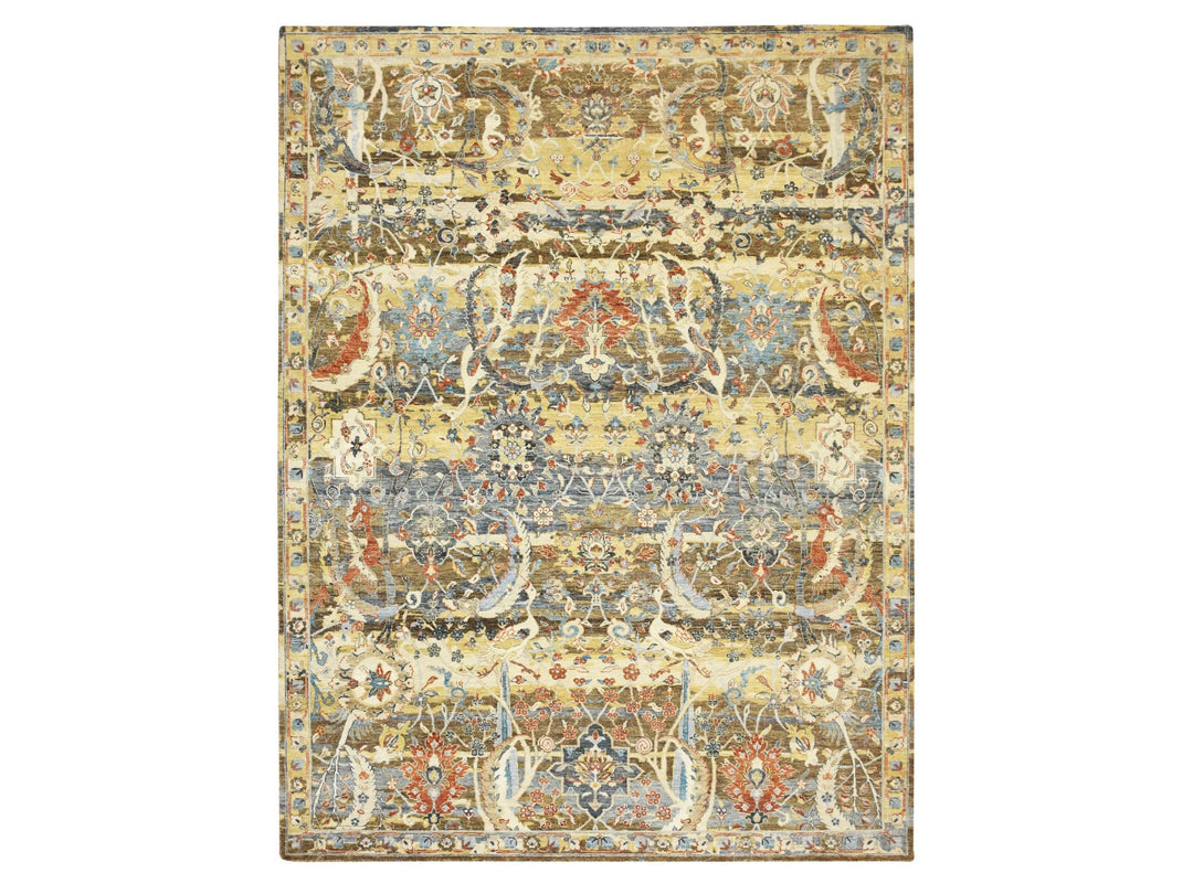 9'1" x 12'0" New Hand Knotted Brown Wool Rectangle Oriental Rug - MOA10275489
