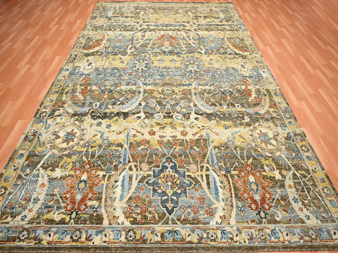 9'1" x 12'0" New Hand Knotted Brown Wool Rectangle Oriental Rug - MOA10275489