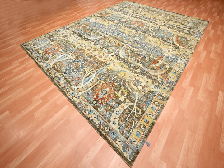 9'1" x 12'0" New Hand Knotted Brown Wool Rectangle Oriental Rug - MOA10275489