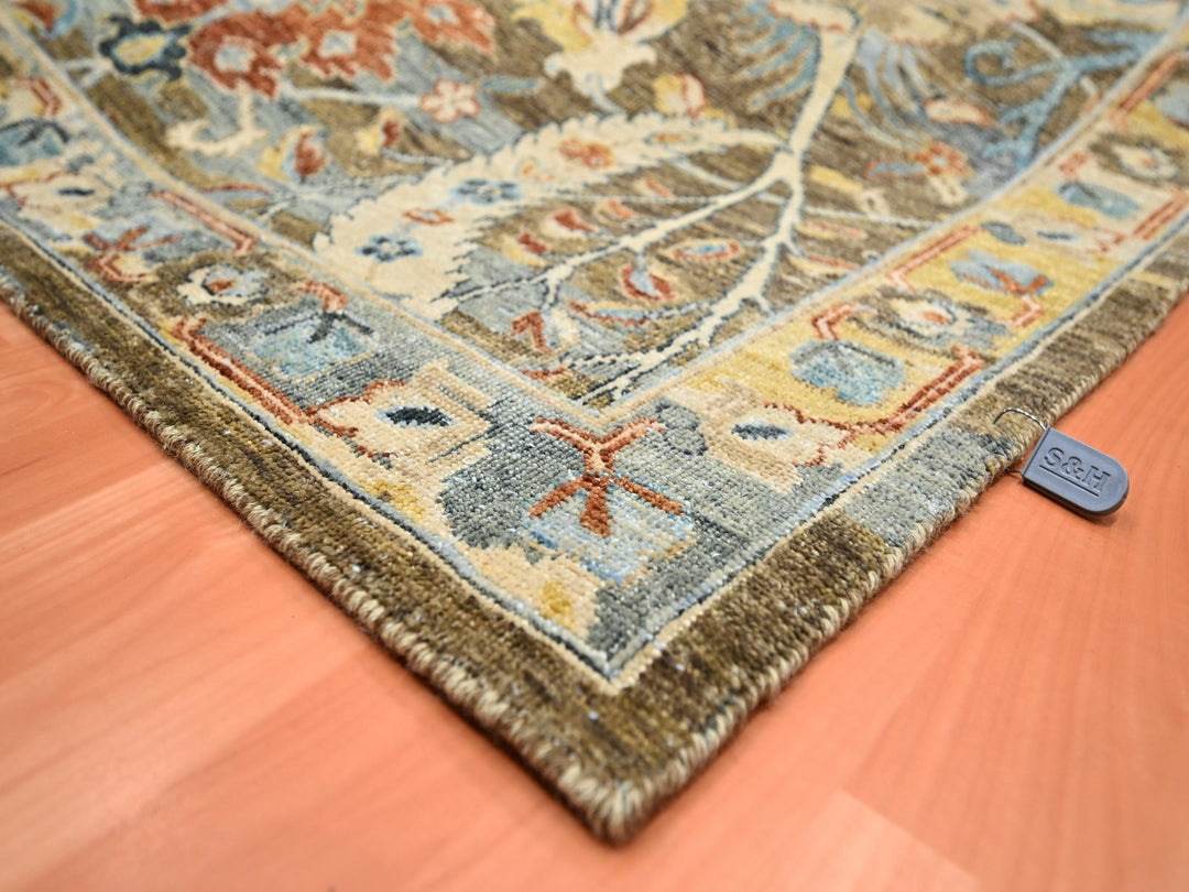 9'1" x 12'0" New Hand Knotted Brown Wool Rectangle Oriental Rug - MOA10275489