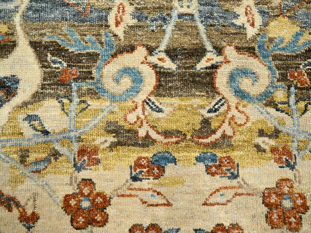 9'1" x 12'0" New Hand Knotted Brown Wool Rectangle Oriental Rug - MOA10275489