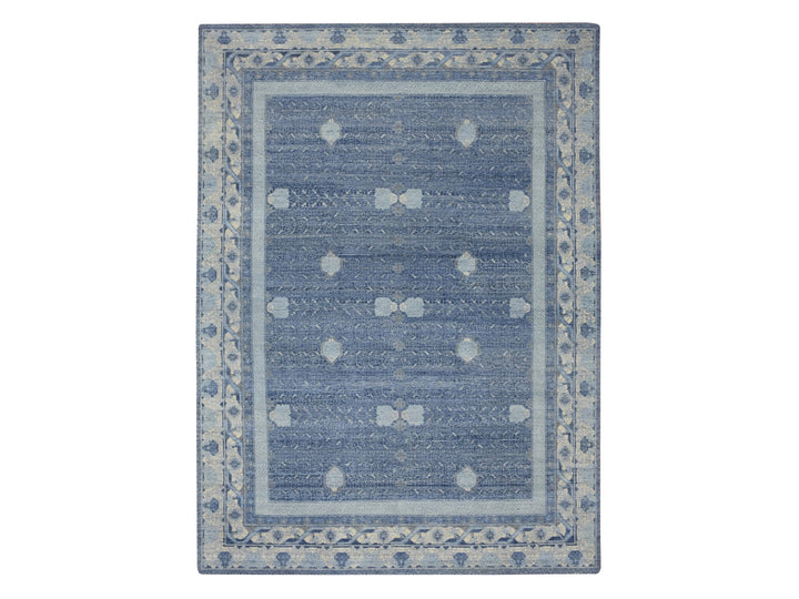 9'0" x 12'5" New Hand Knotted Blue Wool Rectangle Oriental Rug - MOA10275491