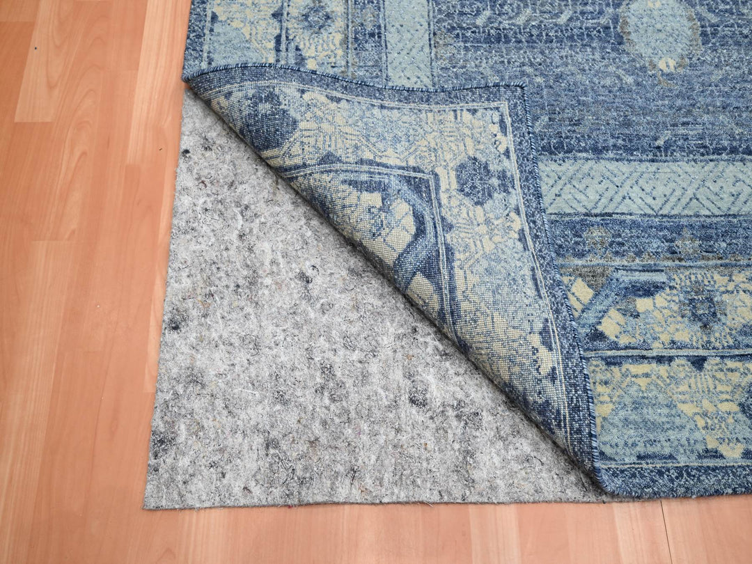 9'0" x 12'5" New Hand Knotted Blue Wool Rectangle Oriental Rug - MOA10275491