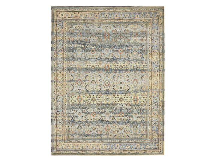 9'0" x 12'0" New Hand Knotted Grey Wool Rectangle Oriental Rug - MOA10275493