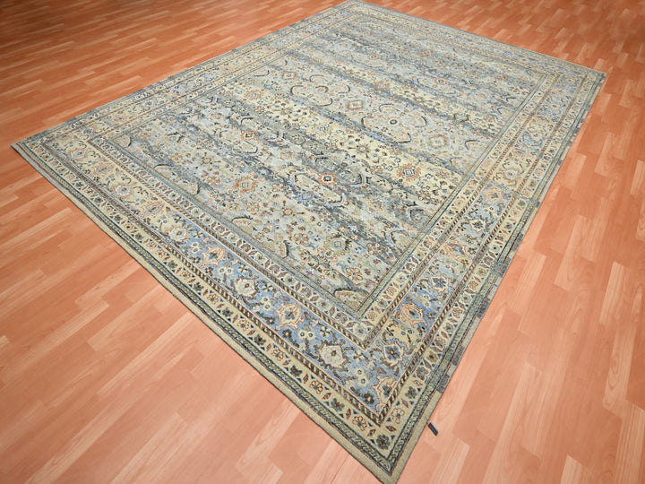 9'0" x 12'0" New Hand Knotted Grey Wool Rectangle Oriental Rug - MOA10275493