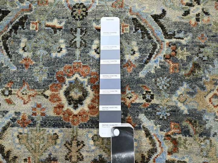 9'0" x 12'0" New Hand Knotted Grey Wool Rectangle Oriental Rug - MOA10275493